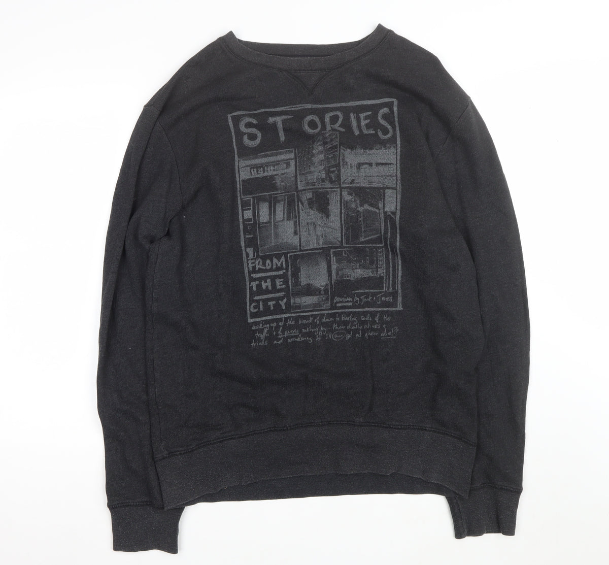 Jack & Jones Premium Men’s Black XL Pullover Graphic City Sweatshirt