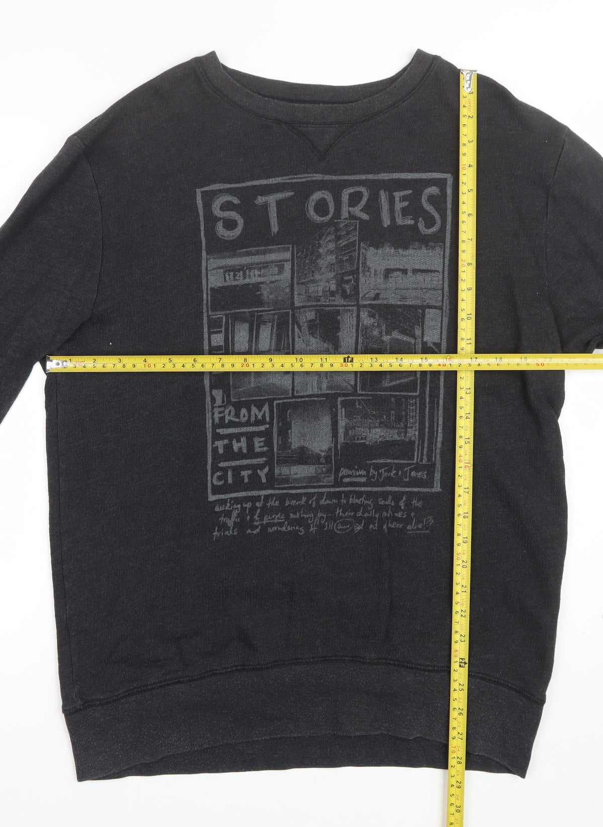 Jack & Jones Premium Men’s Black XL Pullover Graphic City Sweatshirt