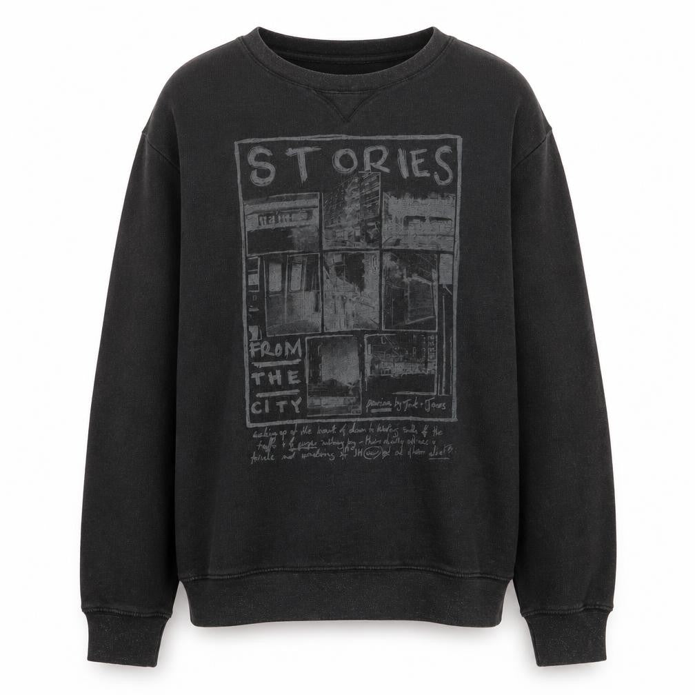 Jack & Jones Premium Men’s Black XL Pullover Graphic City Sweatshirt