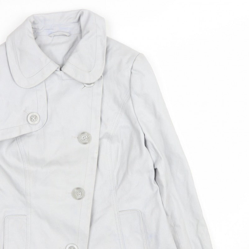 F&F Women’s White UK 16 Button Front Mid-Length Collared Coat