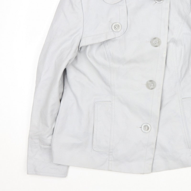 F&F Women’s White UK 16 Button Front Mid-Length Collared Coat