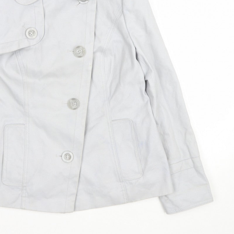 F&F Women’s White UK 16 Button Front Mid-Length Collared Coat