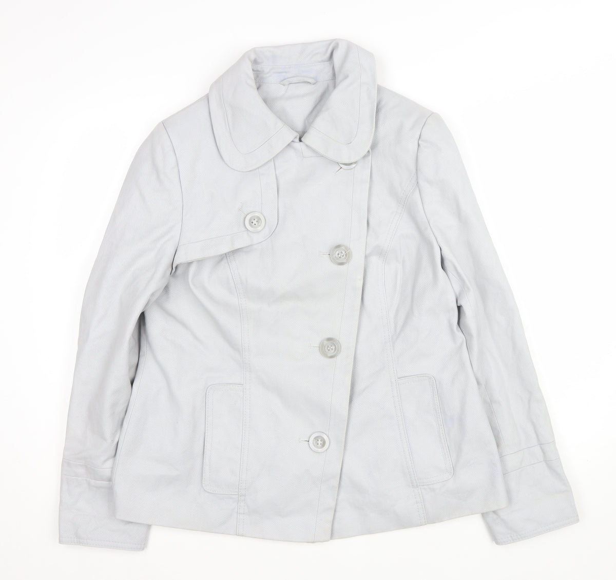 F&F Women’s White UK 16 Button Front Mid-Length Collared Coat