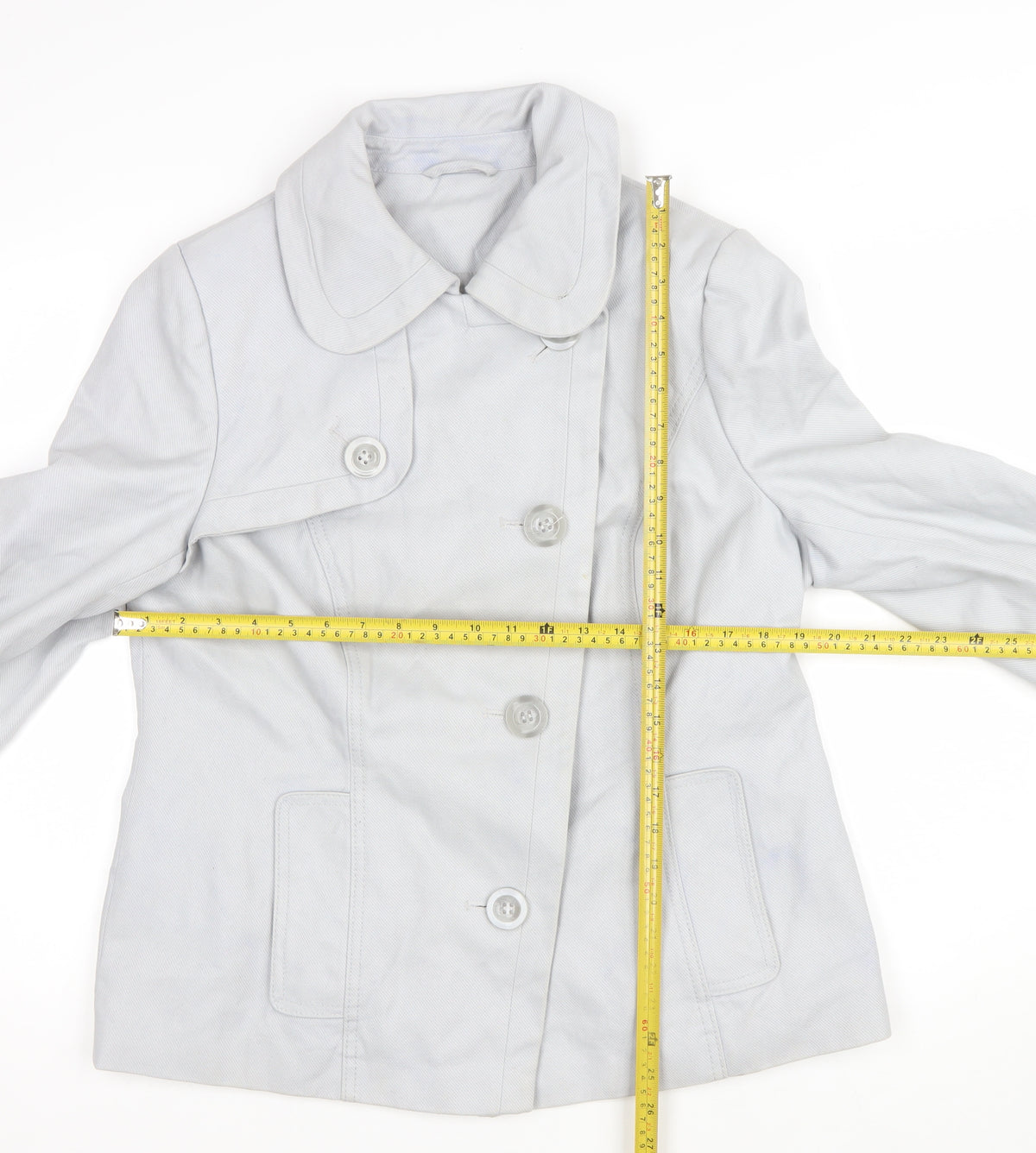 F&F Women’s White UK 16 Button Front Mid-Length Collared Coat