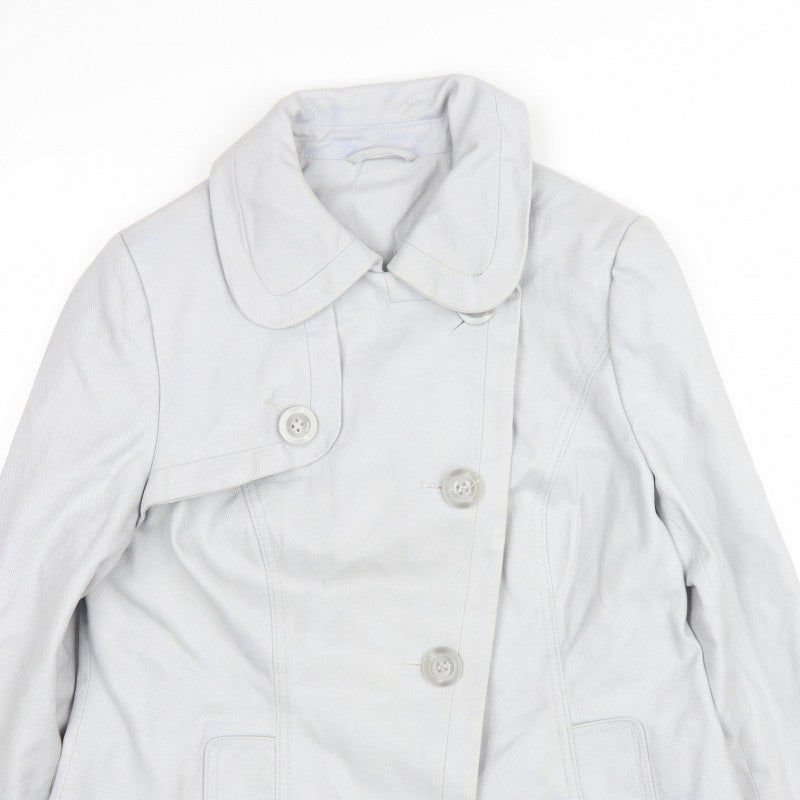 F&F Women’s White UK 16 Button Front Mid-Length Collared Coat