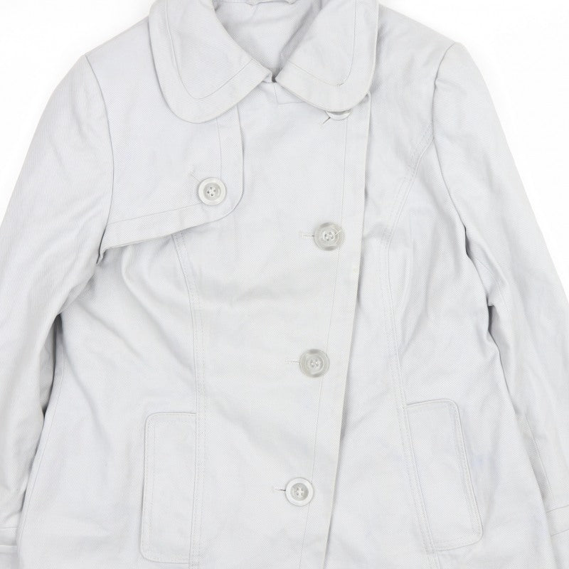 F&F Women’s White UK 16 Button Front Mid-Length Collared Coat