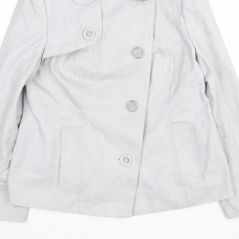 F&F Women’s White UK 16 Button Front Mid-Length Collared Coat
