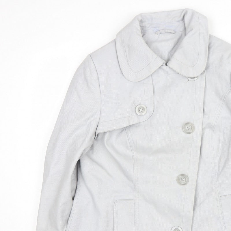 F&F Women’s White UK 16 Button Front Mid-Length Collared Coat