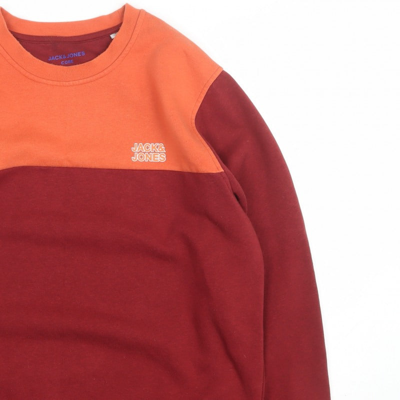 Jack & Jones Men’s XL Burgundy Orange Logo Graphic Pullover Sweatshirt