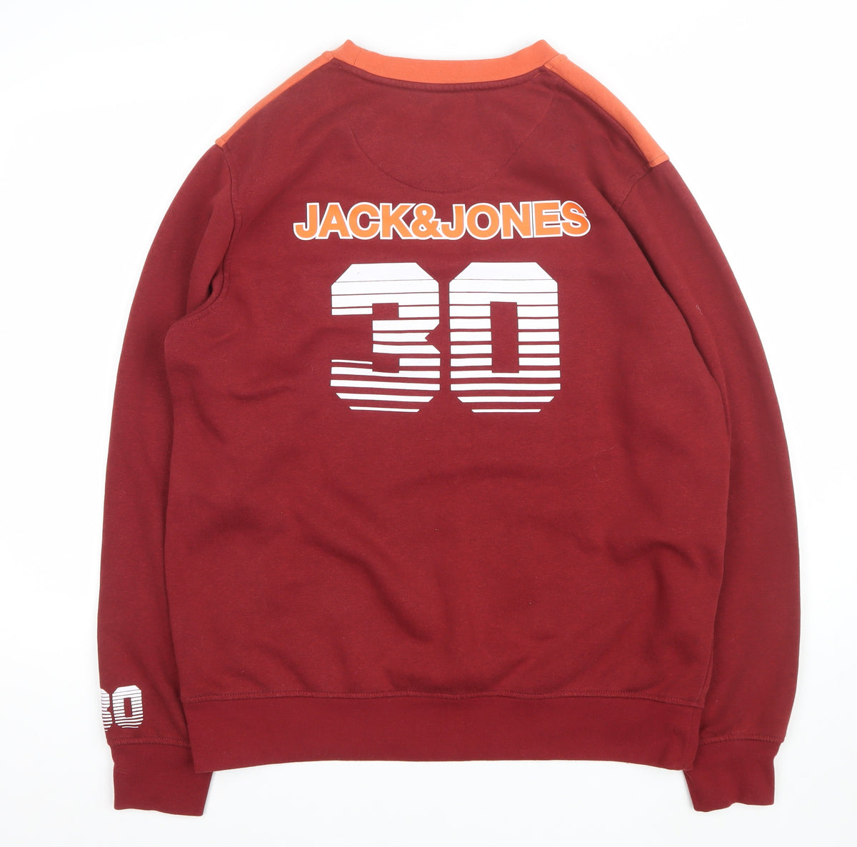 Jack & Jones Men’s XL Burgundy Orange Logo Graphic Pullover Sweatshirt