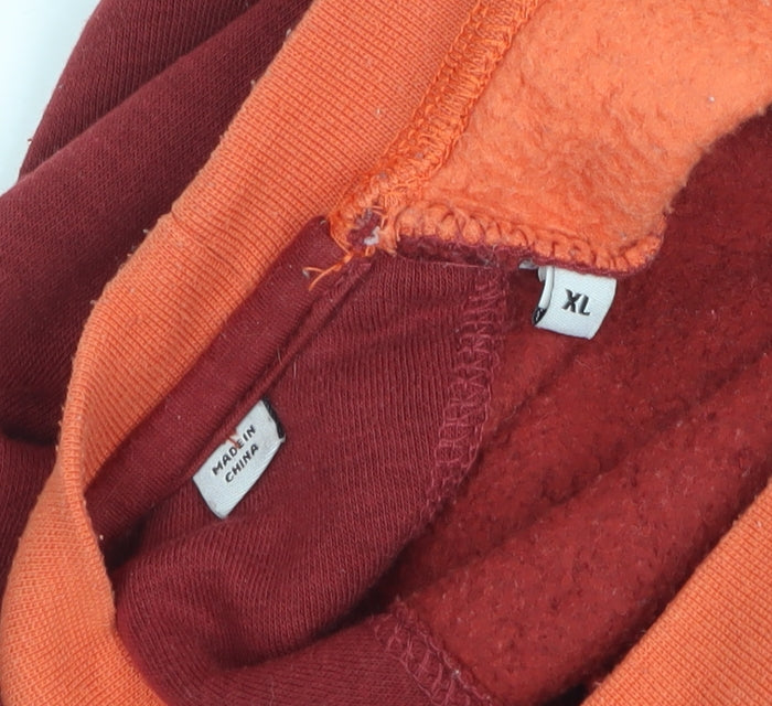 Jack & Jones Men’s XL Burgundy Orange Logo Graphic Pullover Sweatshirt