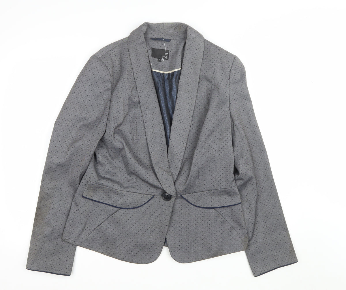 Next Women Grey UK 14 Tailored Shawl Lapel Lined Blazer Jacket