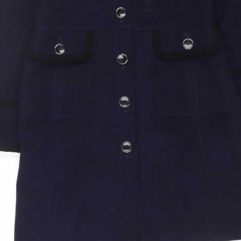 Ruby and Ed Women’s Navy UK 12 Long Button Coat Collared Pockets