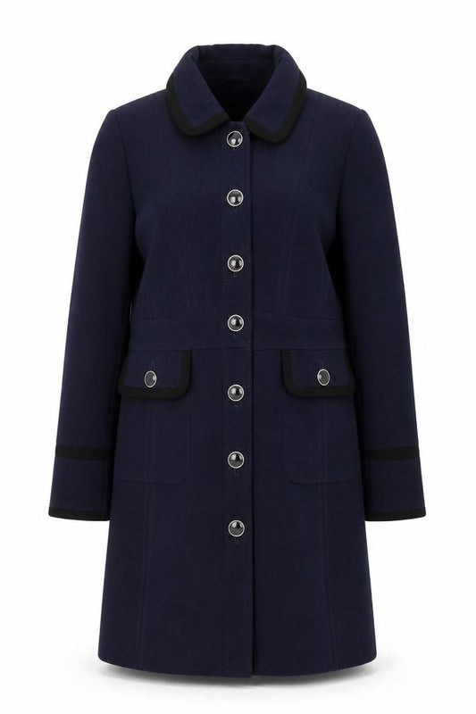 Ruby and Ed Women’s Navy UK 12 Long Button Coat Collared Pockets