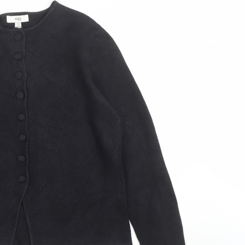 Marks and Spencer Women’s Black M Button Knit Cardigan Crew Neck