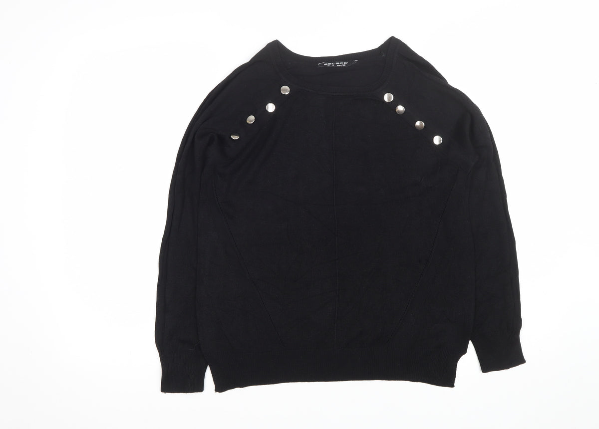 Select Women Black UK 8 Studded Raglan Knit Jumper