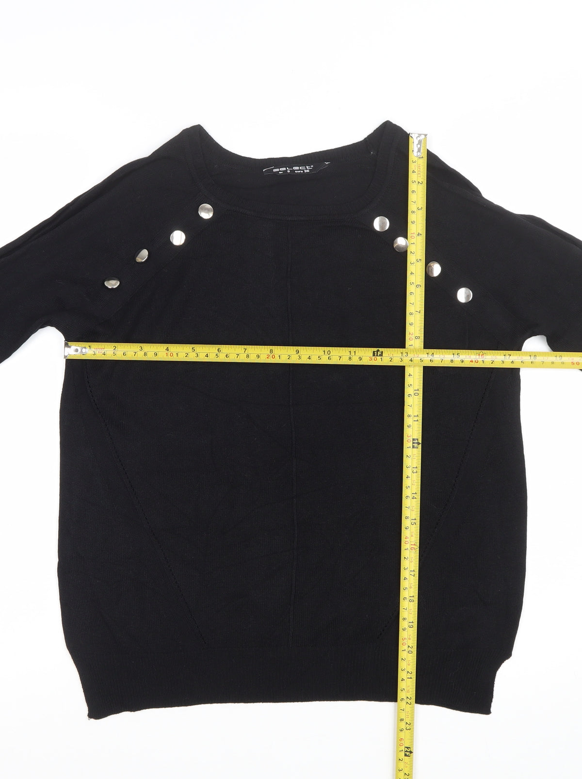Select Women Black UK 8 Studded Raglan Knit Jumper
