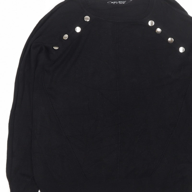 Select Women Black UK 8 Studded Raglan Knit Jumper
