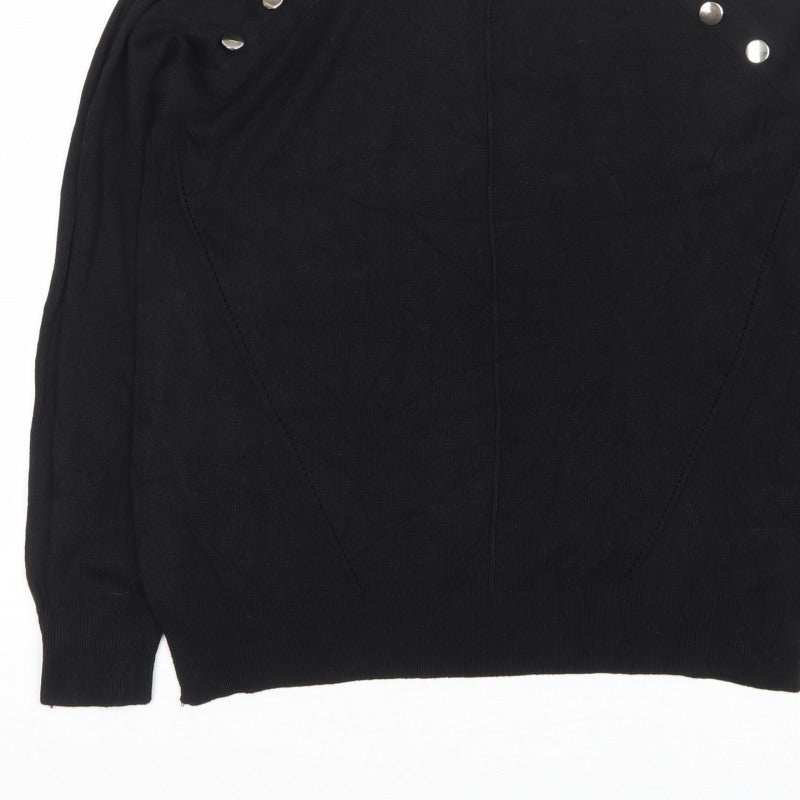 Select Women Black UK 8 Studded Raglan Knit Jumper