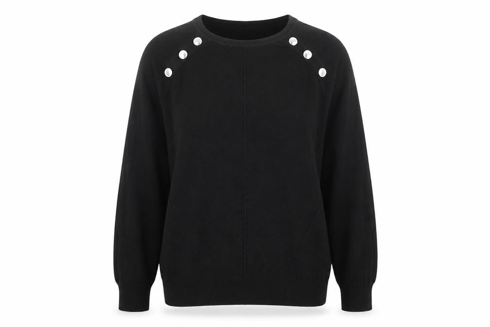 Select Women Black UK 8 Studded Raglan Knit Jumper