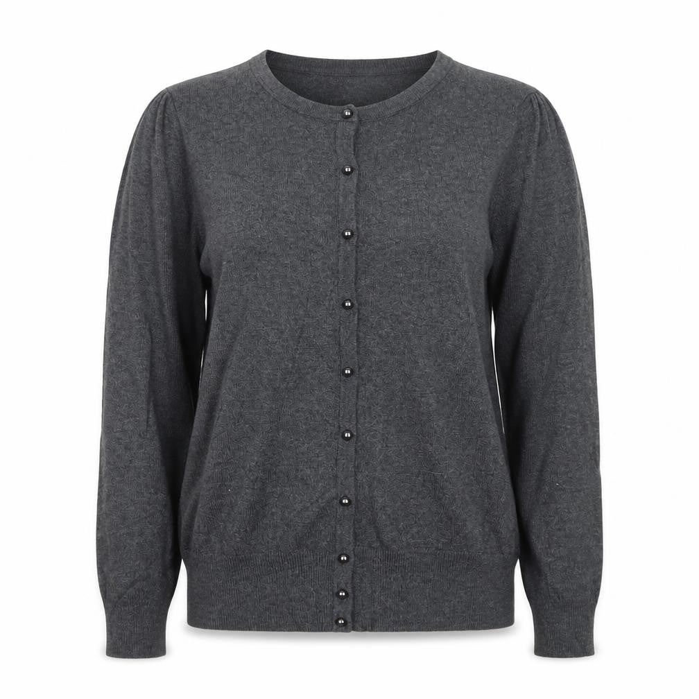 Marks and Spencer Women Grey UK 12 Round Neck Button Cardigan