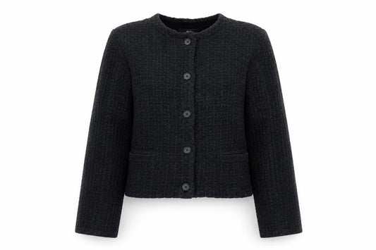 Uniqlo Women Black M Cropped Knit Button Jacket Cardigan