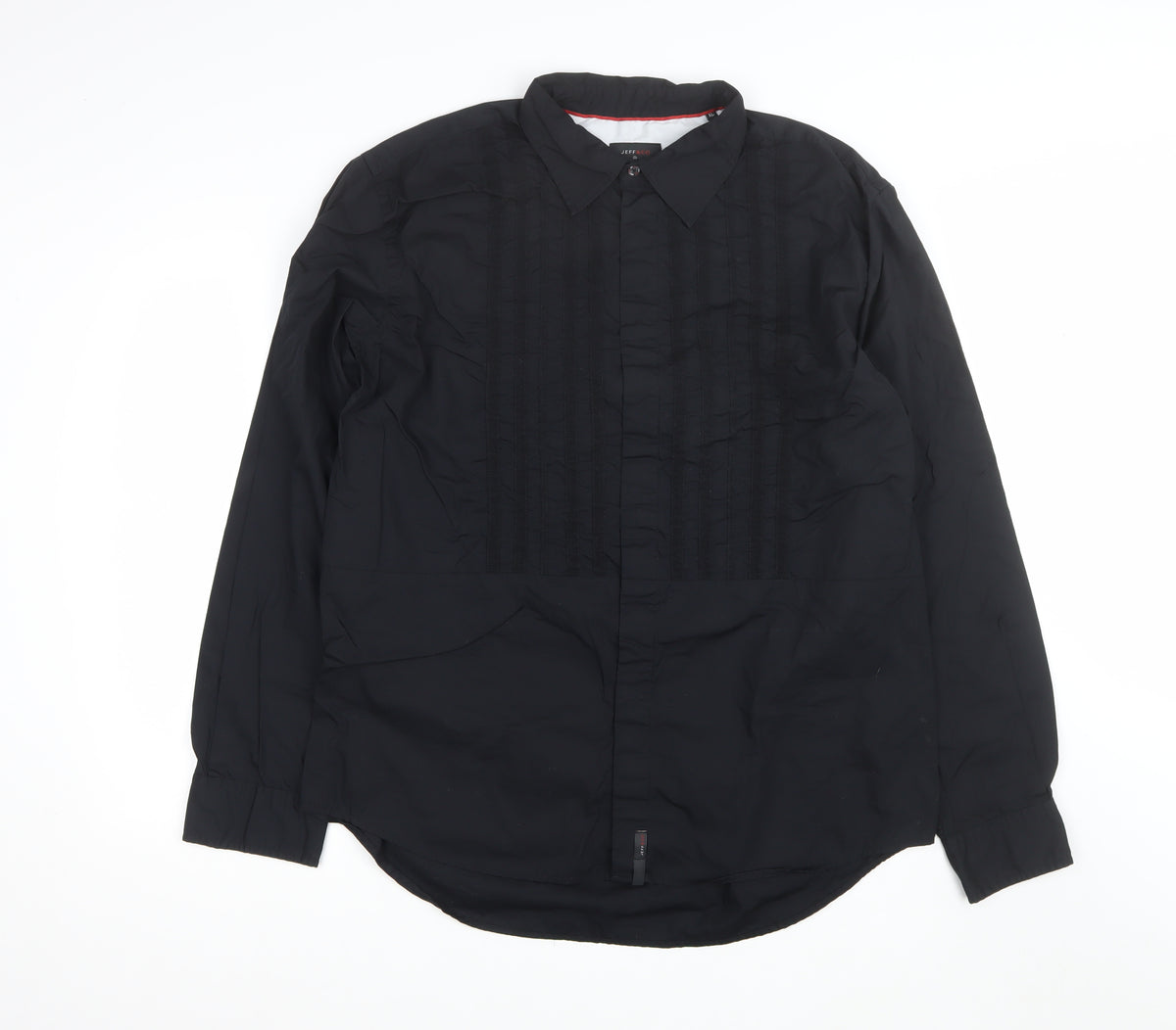 Jeff & Co Men’s Black M Long Sleeve Pleated Front Button-Up Shirt