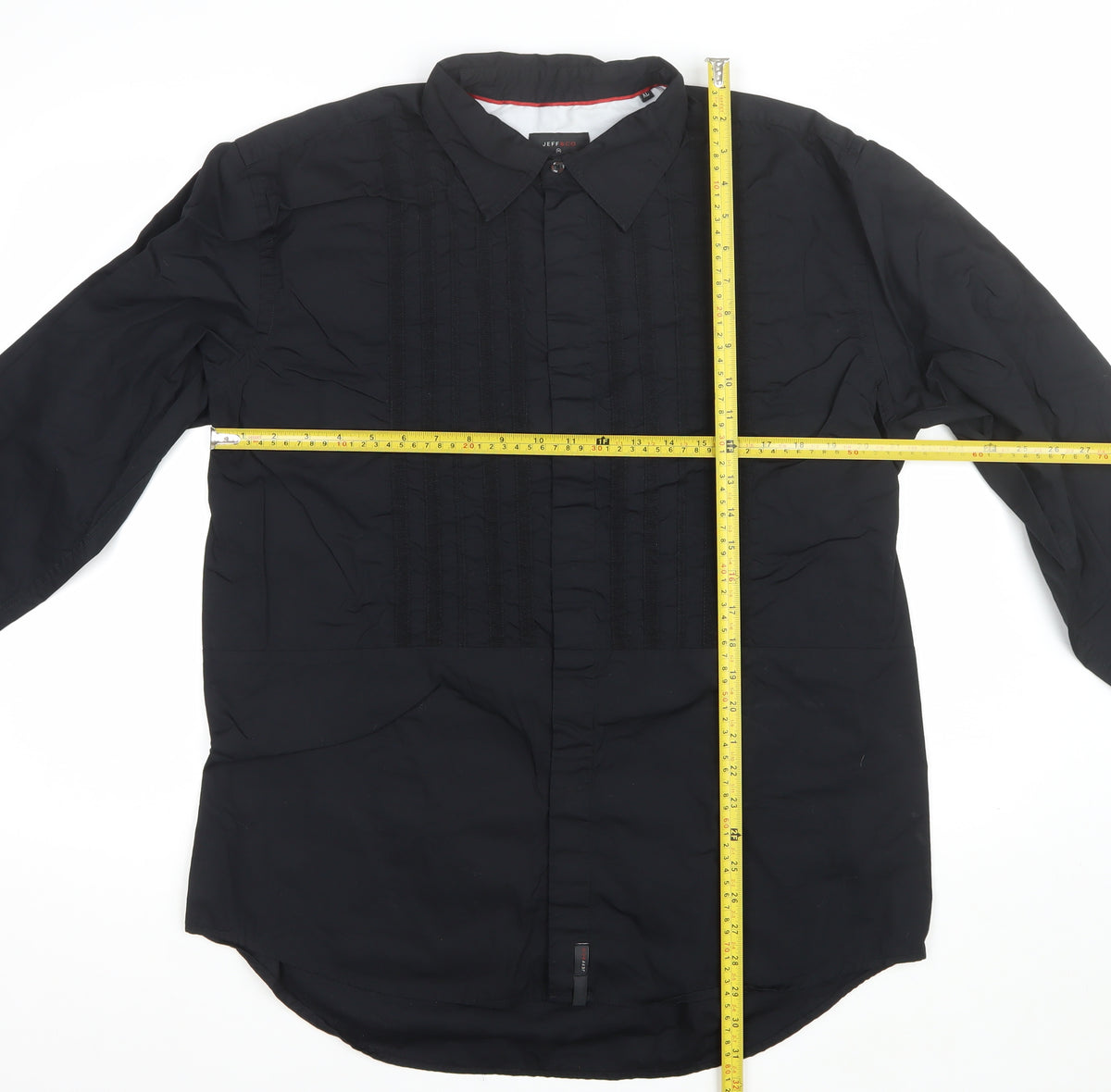Jeff & Co Men’s Black M Long Sleeve Pleated Front Button-Up Shirt