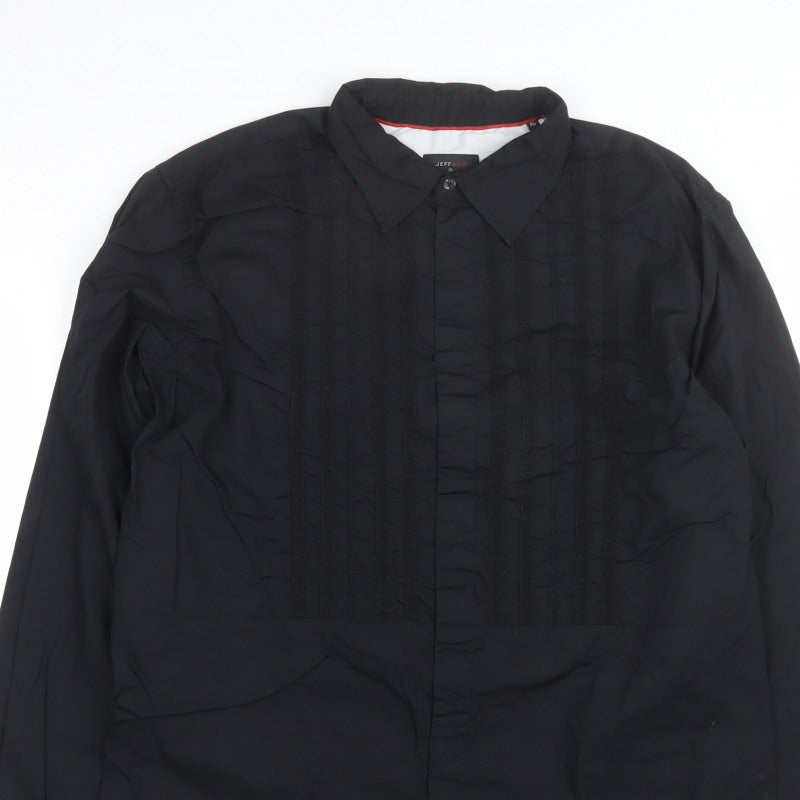 Jeff & Co Men’s Black M Long Sleeve Pleated Front Button-Up Shirt