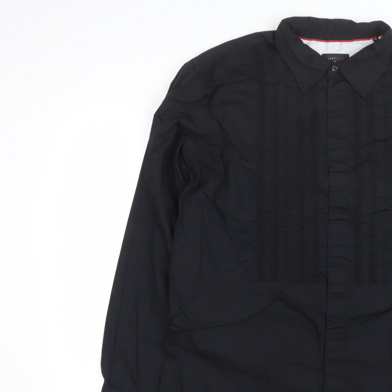 Jeff & Co Men’s Black M Long Sleeve Pleated Front Button-Up Shirt