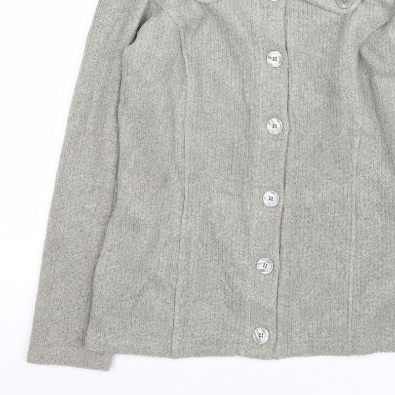 Per Una Women Grey M Knit Button Coatigan Collared Jacket