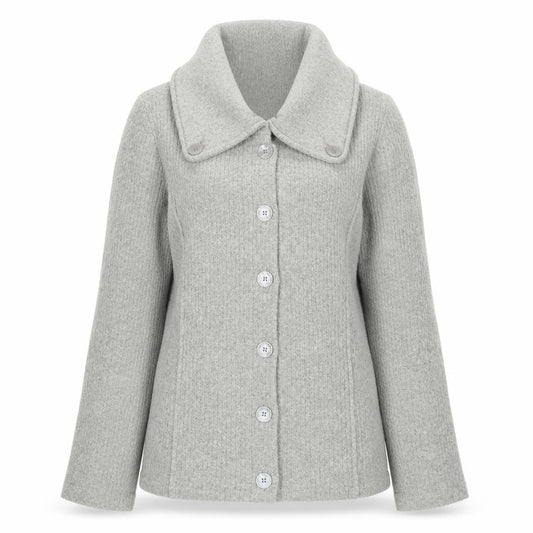 Per Una Women Grey M Knit Button Coatigan Collared Jacket