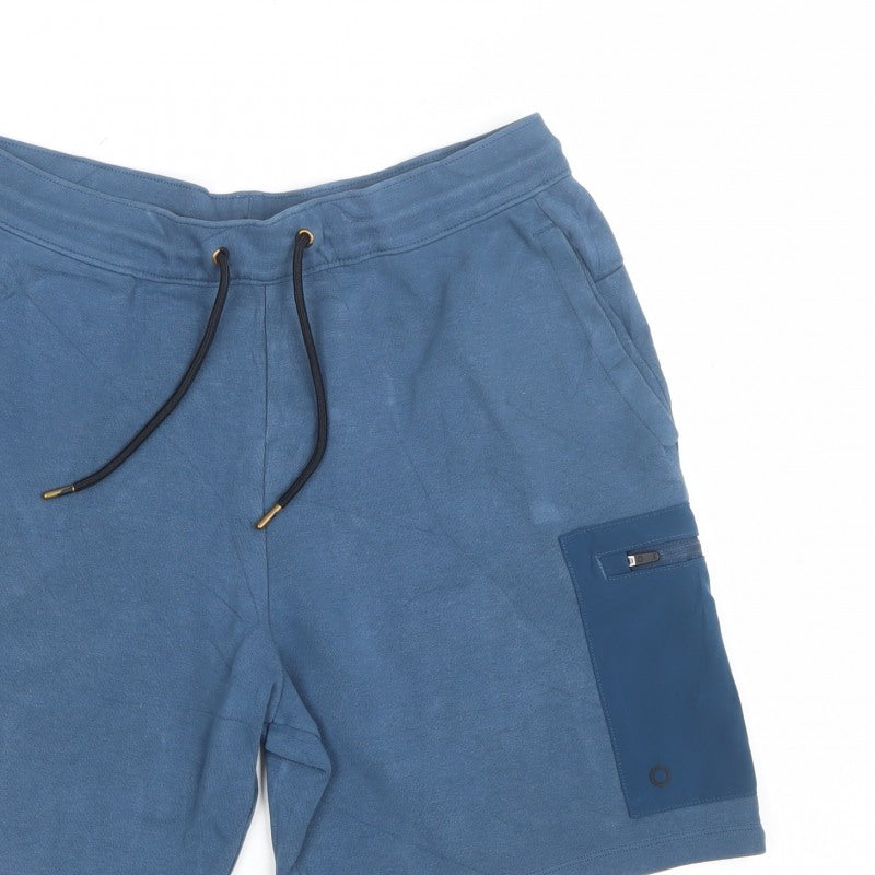 Goodmove Men’s Blue M Sweat Shorts Drawstring Zip Pocket