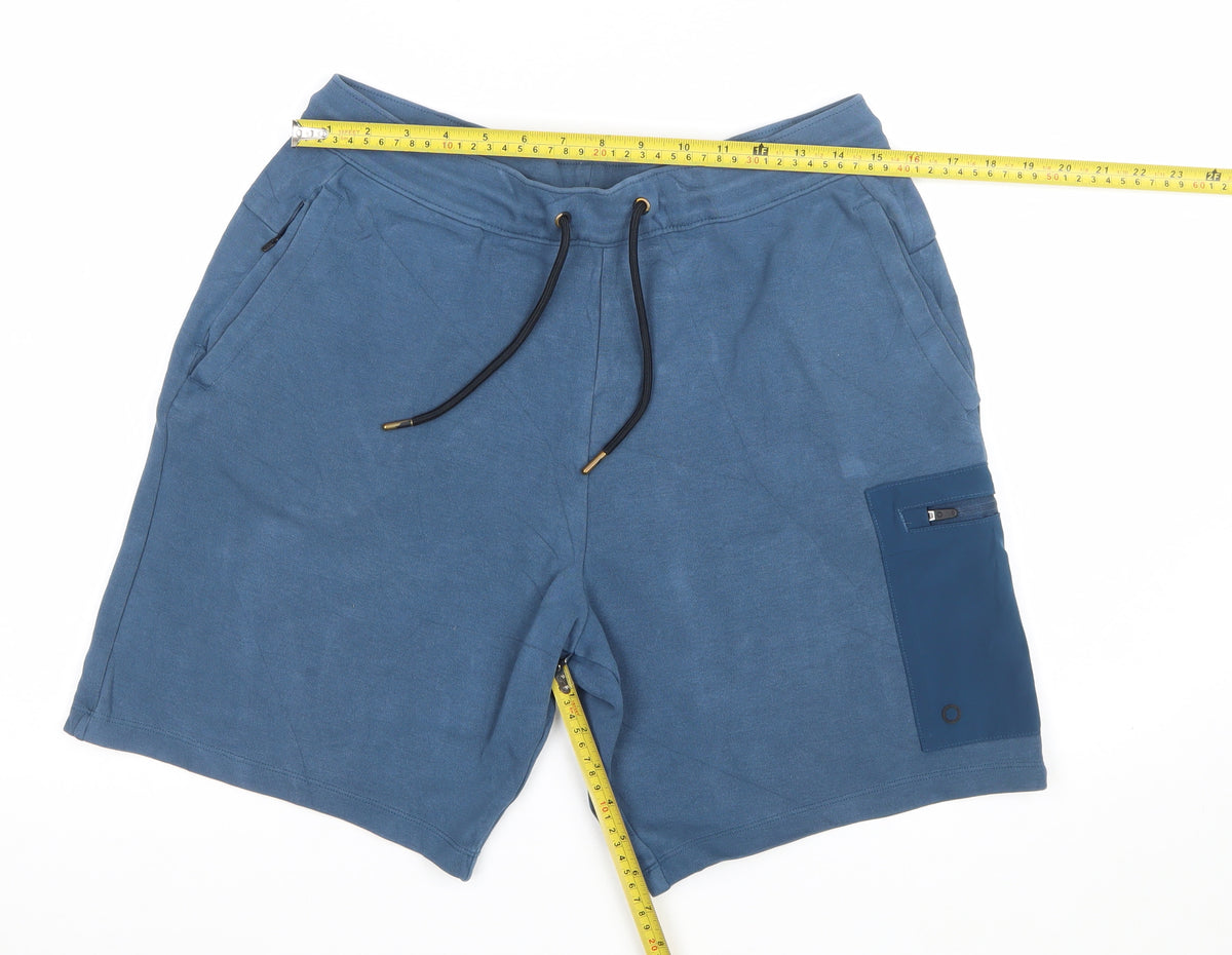 Goodmove Men’s Blue M Sweat Shorts Drawstring Zip Pocket