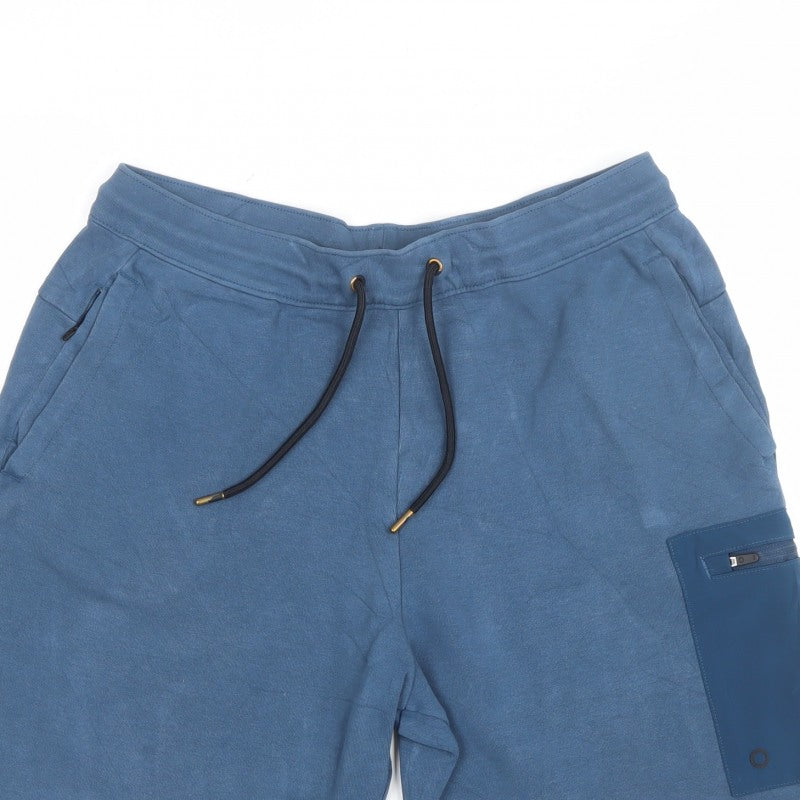 Goodmove Men’s Blue M Sweat Shorts Drawstring Zip Pocket