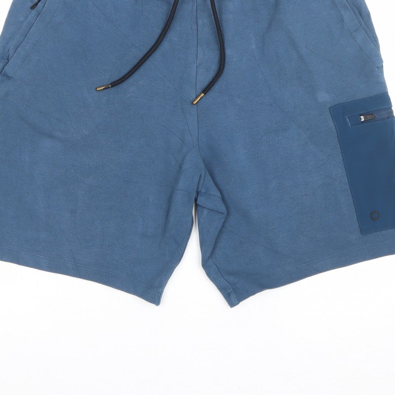 Goodmove Men’s Blue M Sweat Shorts Drawstring Zip Pocket