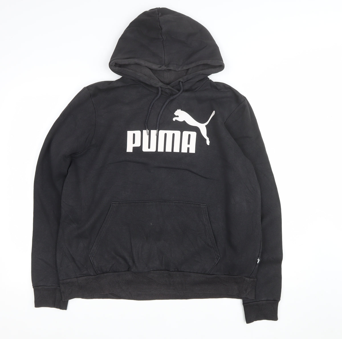 Puma Men’s Black XL Pullover Hoodie Logo Graphic Print Kangaroo Pocket