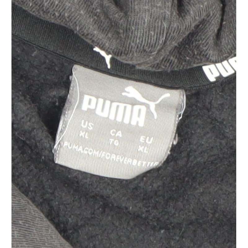 Puma Men’s Black XL Pullover Hoodie Logo Graphic Print Kangaroo Pocket
