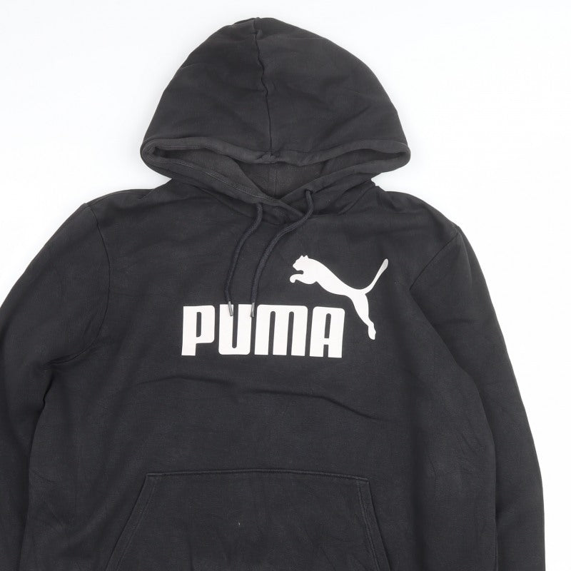Puma Men’s Black XL Pullover Hoodie Logo Graphic Print Kangaroo Pocket
