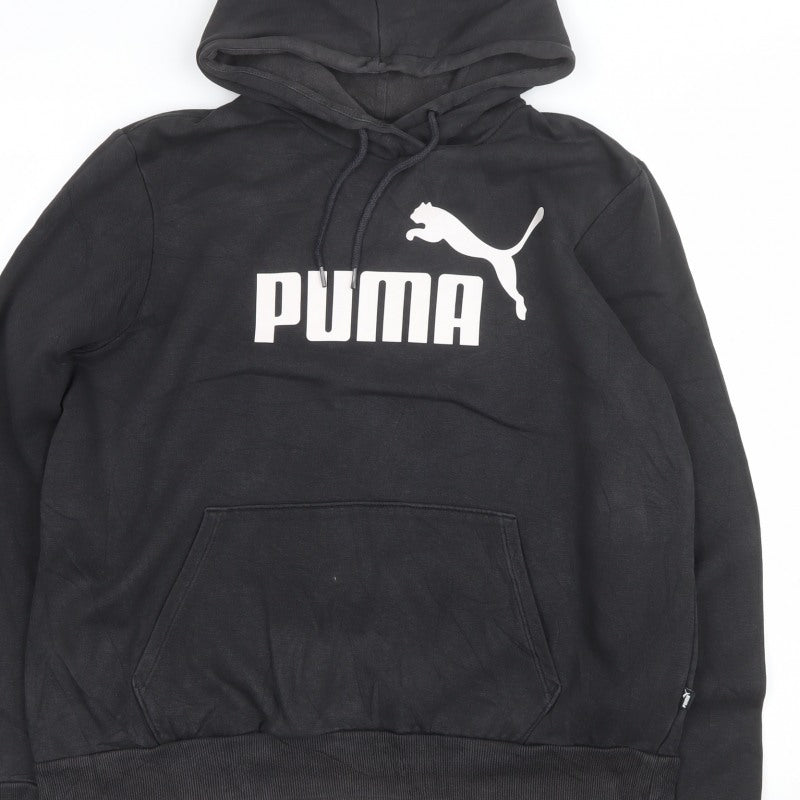 Puma Men’s Black XL Pullover Hoodie Logo Graphic Print Kangaroo Pocket