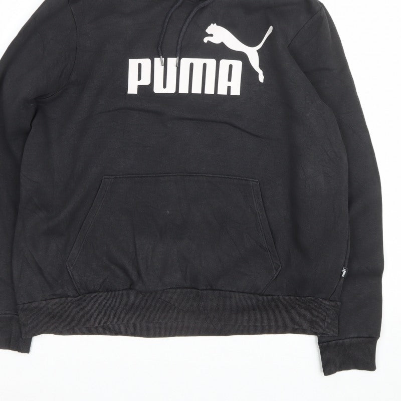 Puma Men’s Black XL Pullover Hoodie Logo Graphic Print Kangaroo Pocket