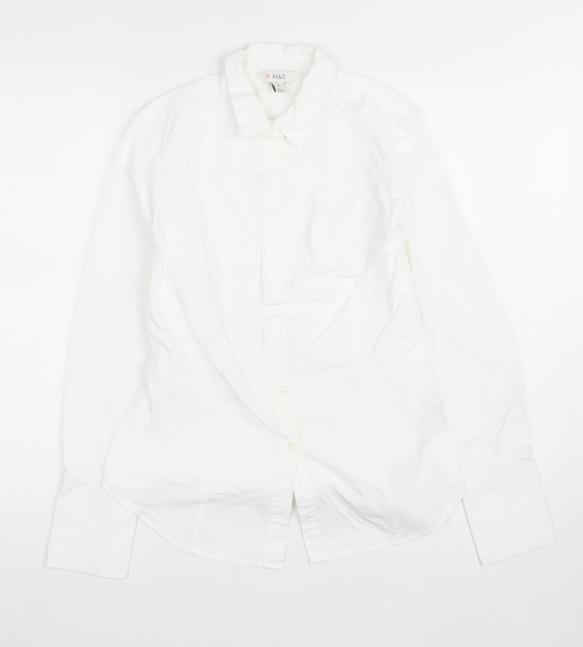 Marks and Spencer Women White Size 8 Collared Buckle Back Shirt