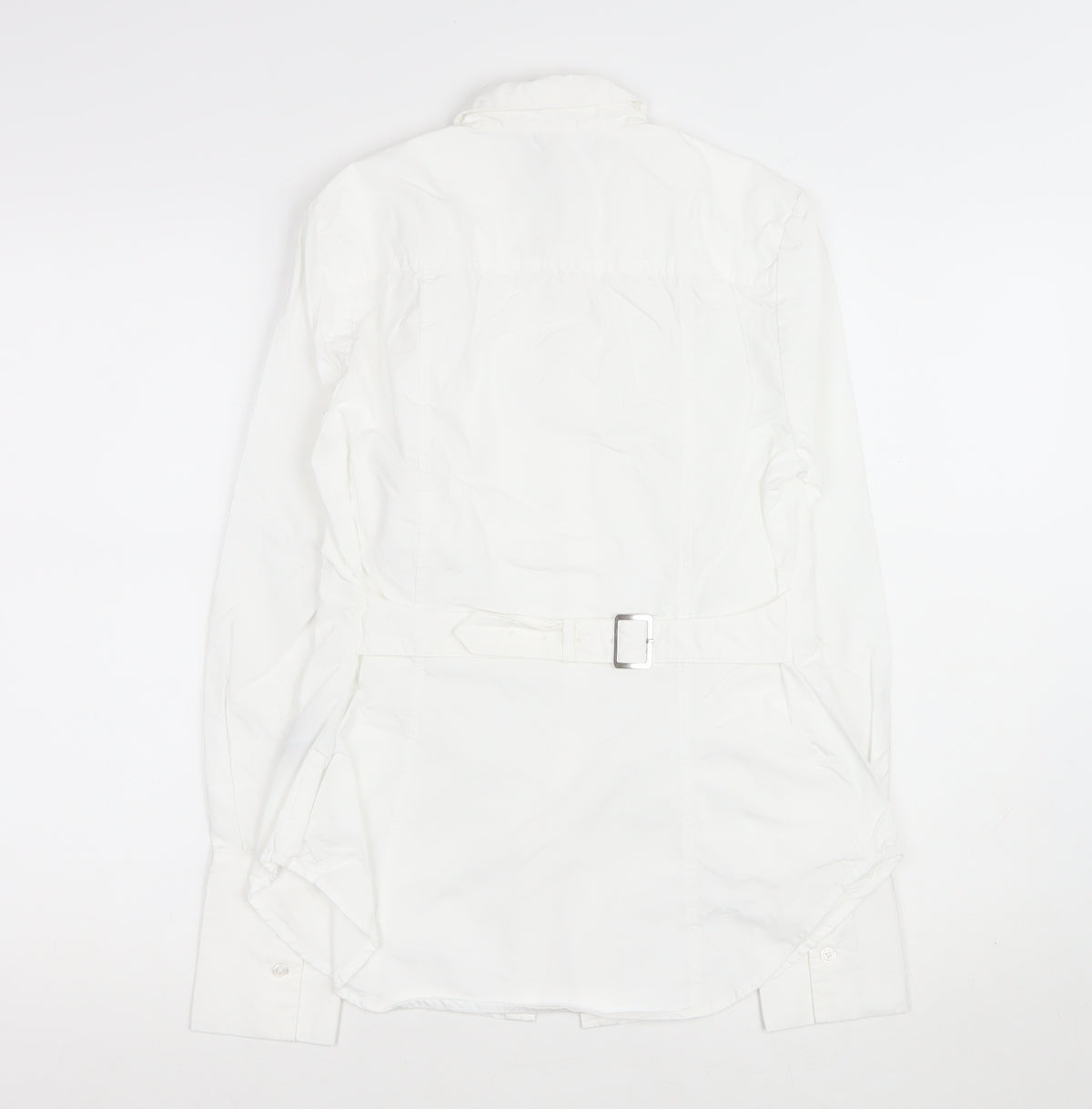 Marks and Spencer Women White Size 8 Collared Buckle Back Shirt