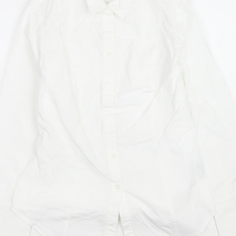 Marks and Spencer Women White Size 8 Collared Buckle Back Shirt
