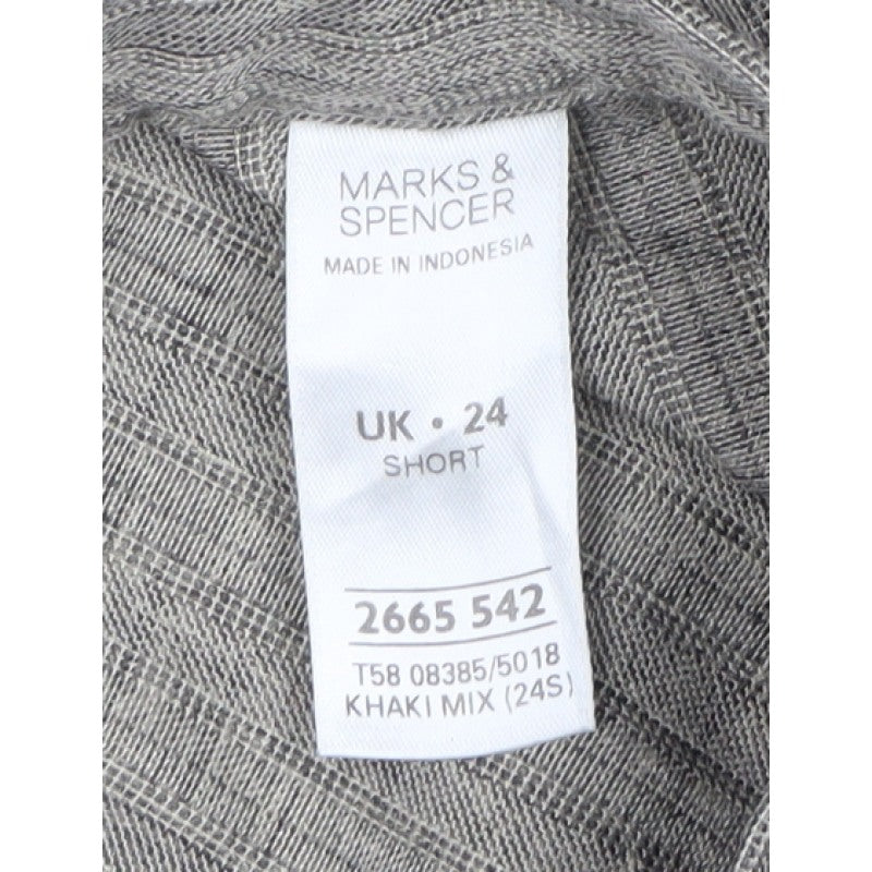 Marks & Spencer Women Grey Striped Drawstring Trousers UK 24 Short