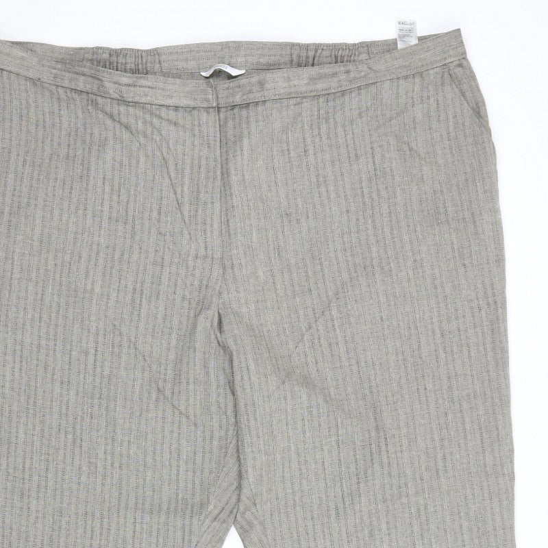 Marks & Spencer Women Grey Striped Drawstring Trousers UK 24 Short