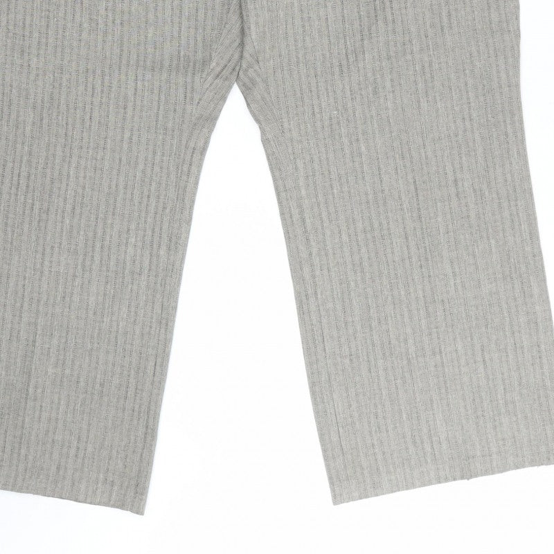 Marks & Spencer Women Grey Striped Drawstring Trousers UK 24 Short
