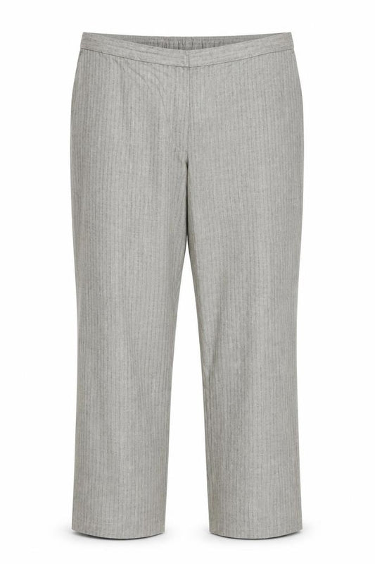 Marks & Spencer Women Grey Striped Drawstring Trousers UK 24 Short