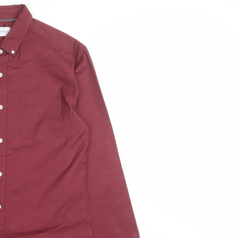 Topman Men’s Red L Long Sleeve Button-Down Casual Shirt