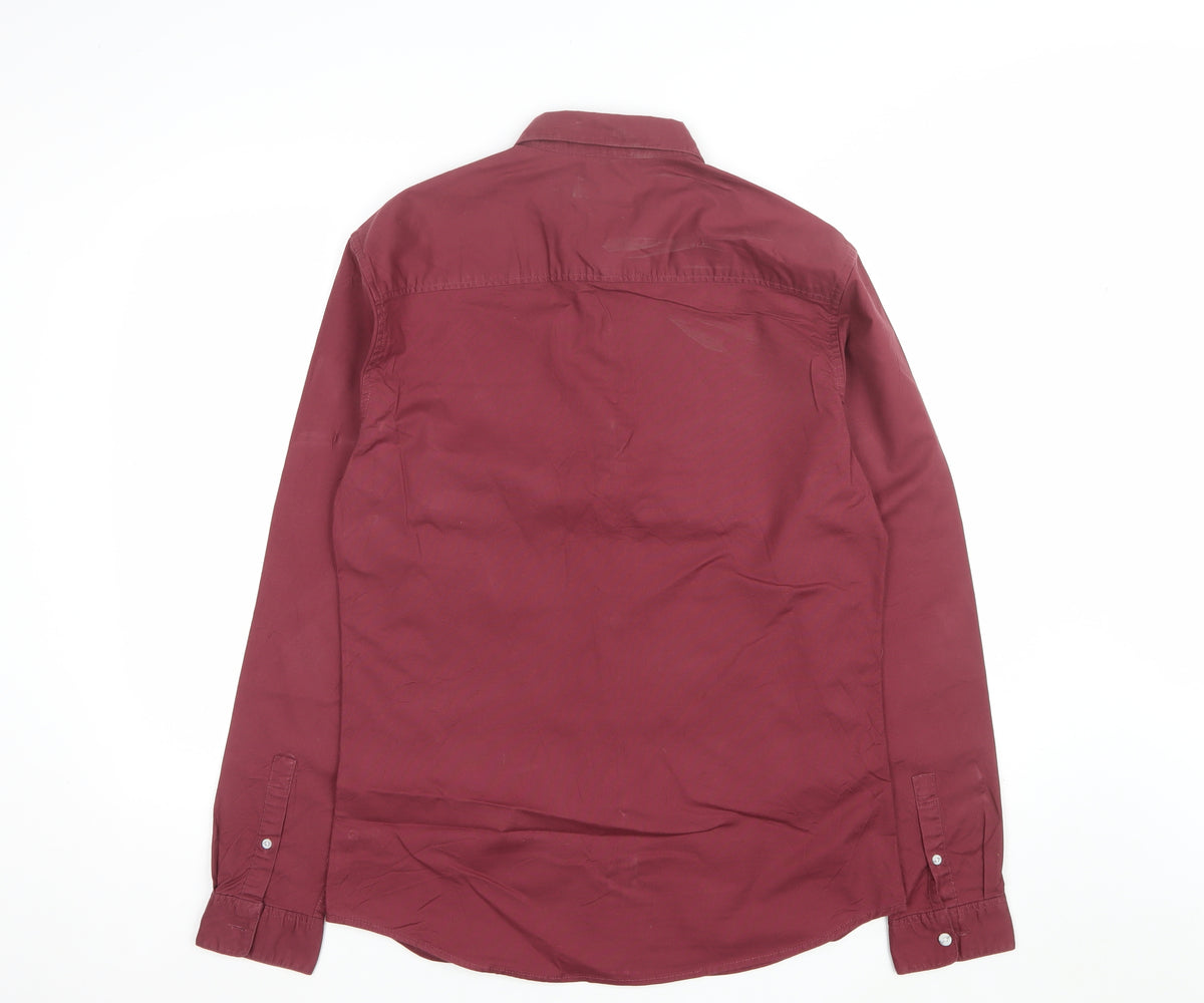 Topman Men’s Red L Long Sleeve Button-Down Casual Shirt